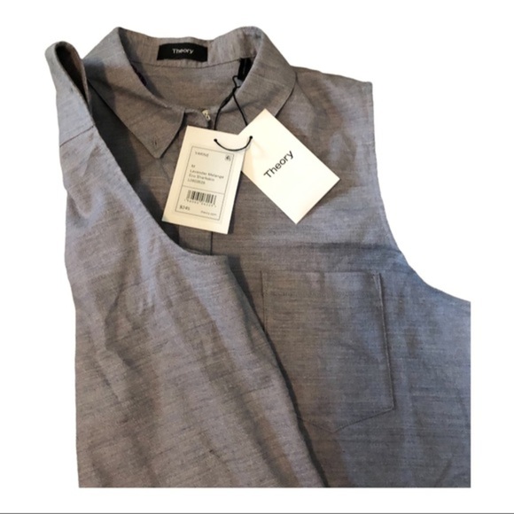 Theory Yarine Sharkskin Linen-Blend blouse Top shirt New size medium brand new - Picture 3 of 9